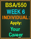 BSA/550 Week 6 Apply: Your Career